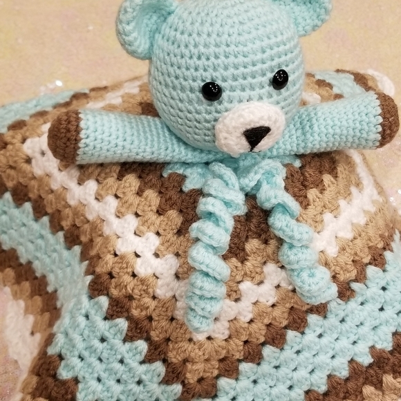 Crochet Lovey Teddy Bear Blanket - Picture 4 of 11